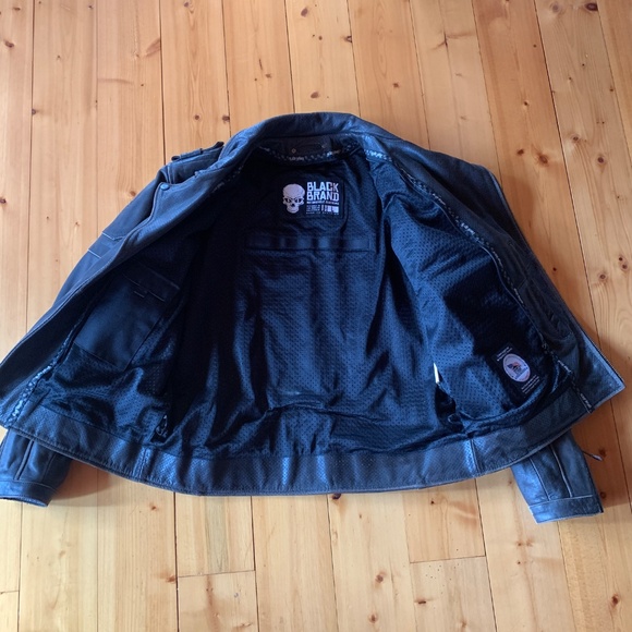 Black Brand Neanderthal Leather Motorcycle Jacket Black - Men's Large - Picture 9 of 11